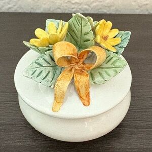 Signed Benedetti Porcelain Flower Trinket Box